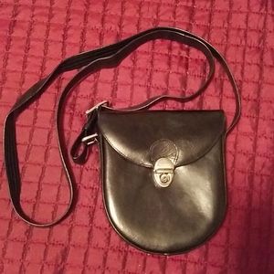 Picard black leather crossbody purse